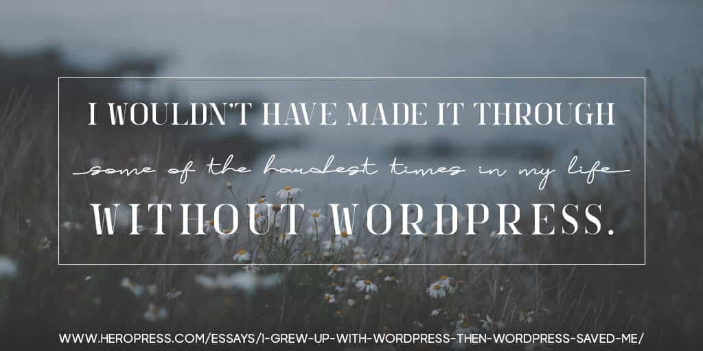 Pull Quote: I wouldn't have made it through some of the hardest times in my life without WordPress.