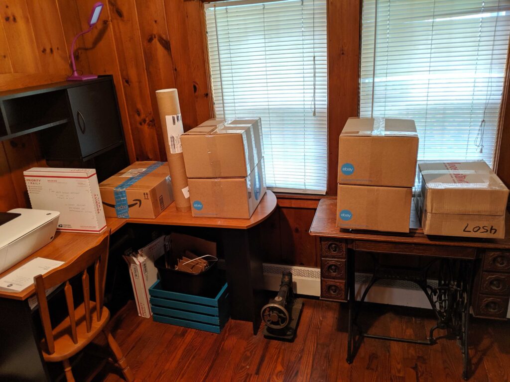 Some boxes of comic books.